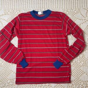 Vintage Silvil Youth 18 Red Striped Long Sleeve Crewneck Single Stitch Shirt